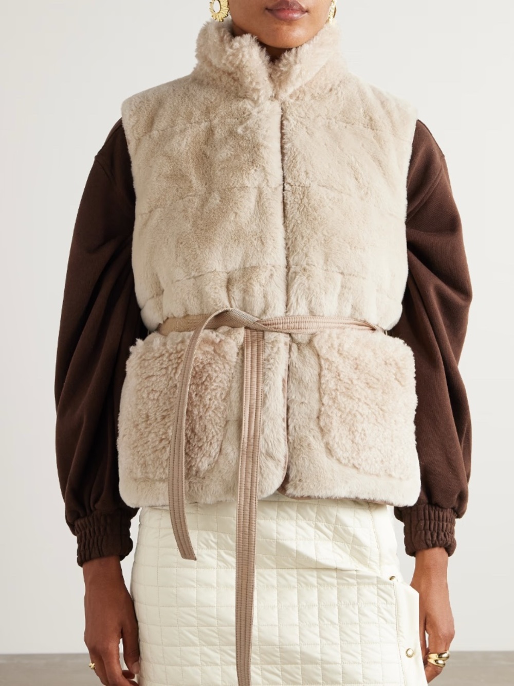 Moncler Joui Faux Fur & Teddy Down Gilet Vest Size 0